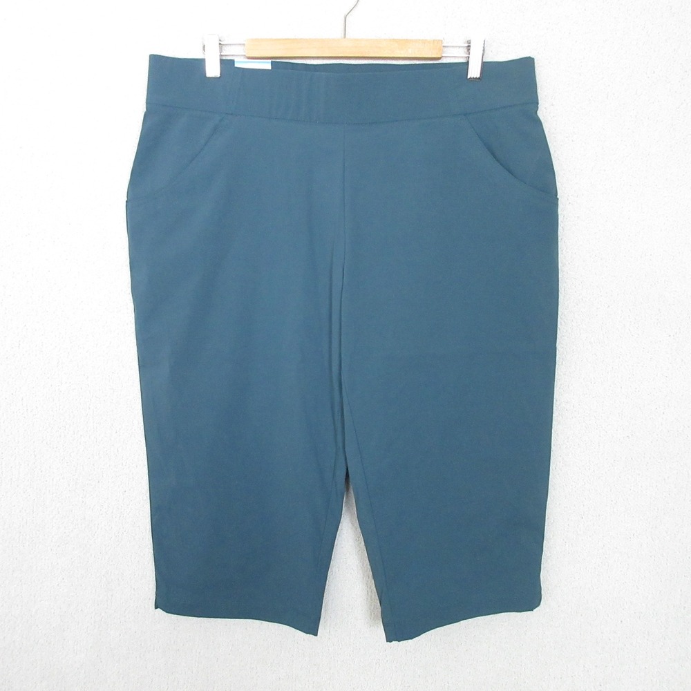 Columbia Capri Pants Women XL Blue Teal Pull On Stretch Hiking Active XL0992